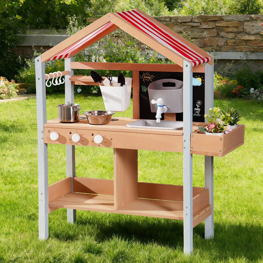 Wooden Outdoor Mud Kitchen For Toddlers