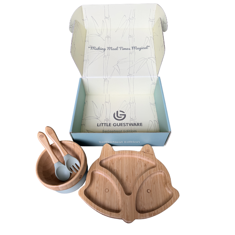 Fox Bamboo Feeding Set - Plate, Bowl, Spoon & Fork Gift Set