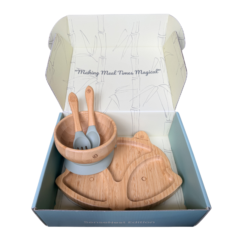 Fox Bamboo Feeding Set - Plate, Bowl, Spoon & Fork Gift Set