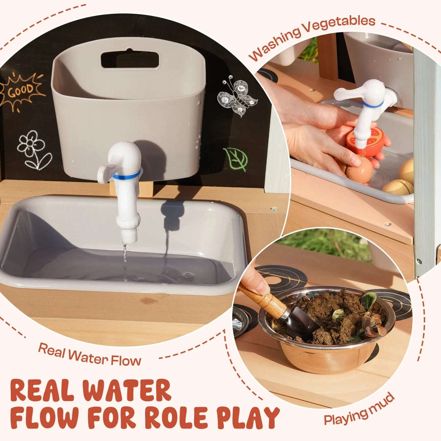 Wooden Outdoor Mud Kitchen For Toddlers
