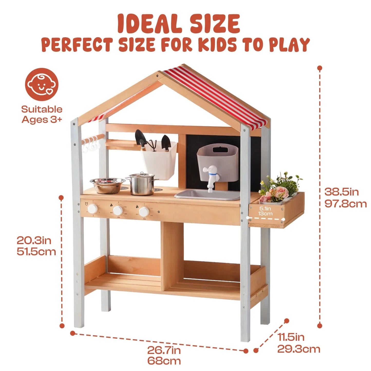 Wooden Outdoor Mud Kitchen For Toddlers